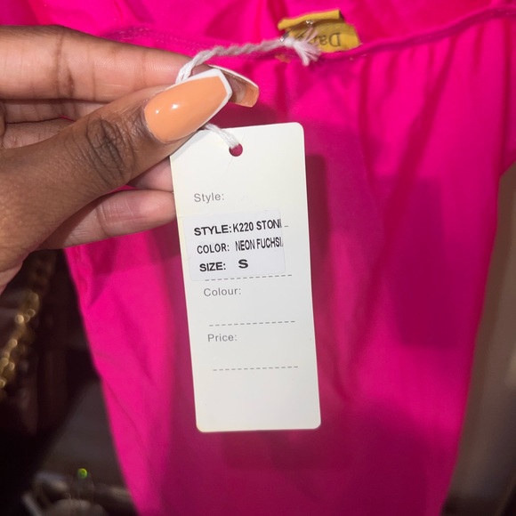 Bodycon Studded Neon Fuchsia Dress - size small - Picture 4 of 4